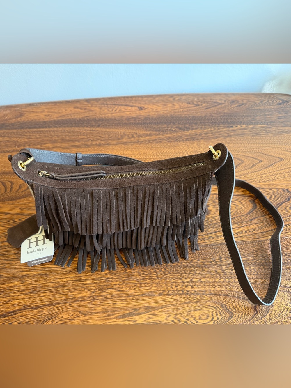 Haute Hippie Dark Brown Suede Fringe Crossbody